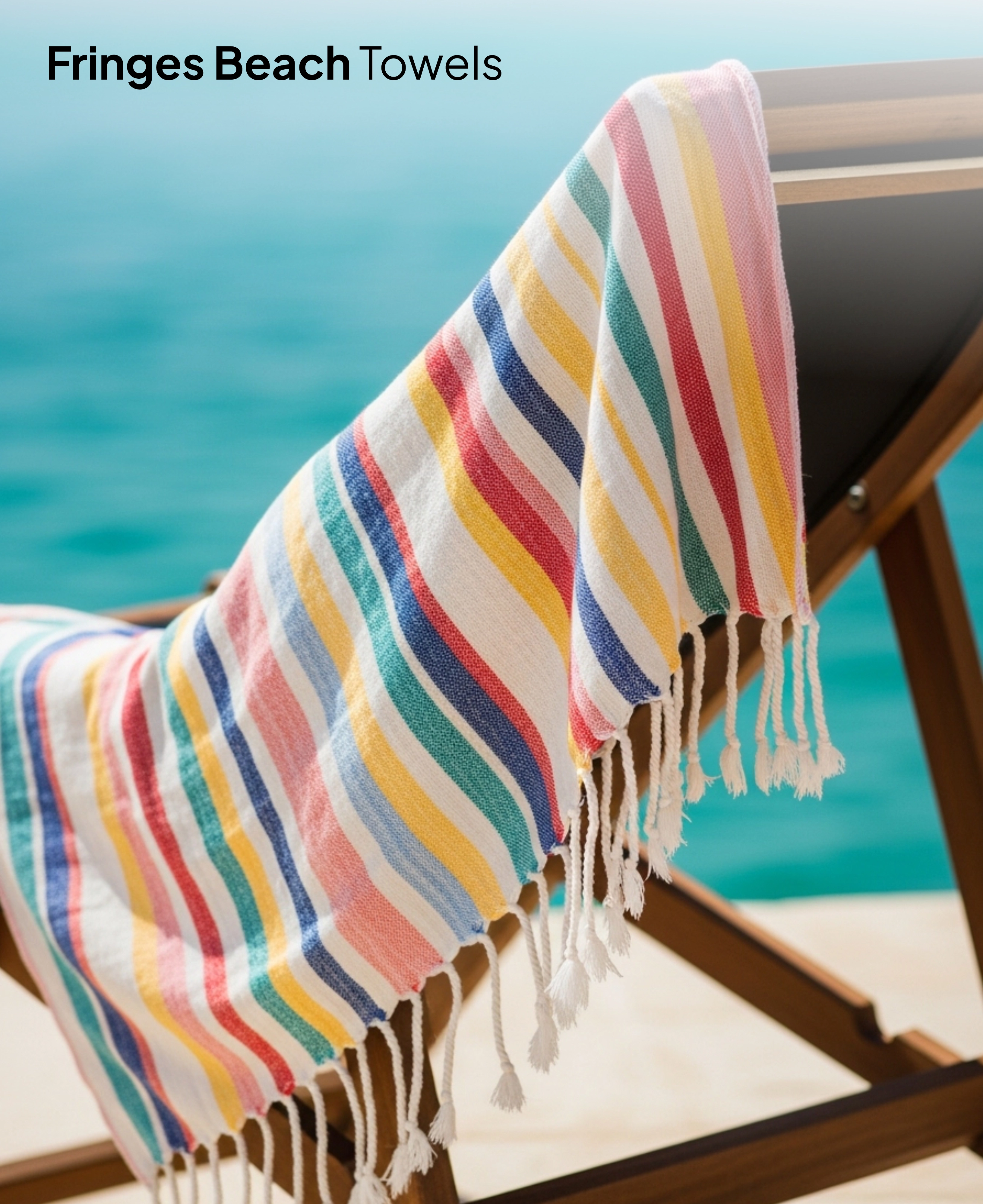 Striped beach towel on chair